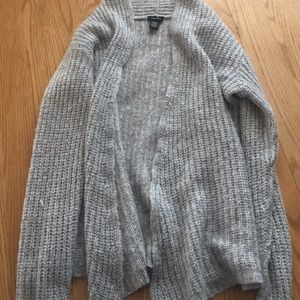 grey cardigan